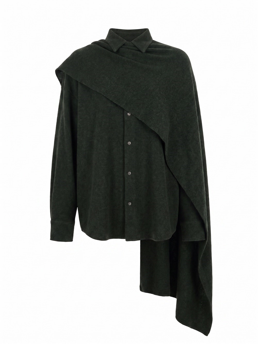 DARKPARK Georgia Cashmere Wool Detachable-Scarf Shirt