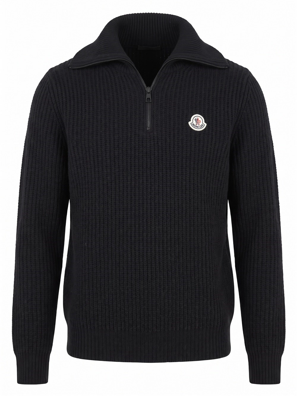 Moncler Men's Black Ribbed Wool Jumper - Image 3
