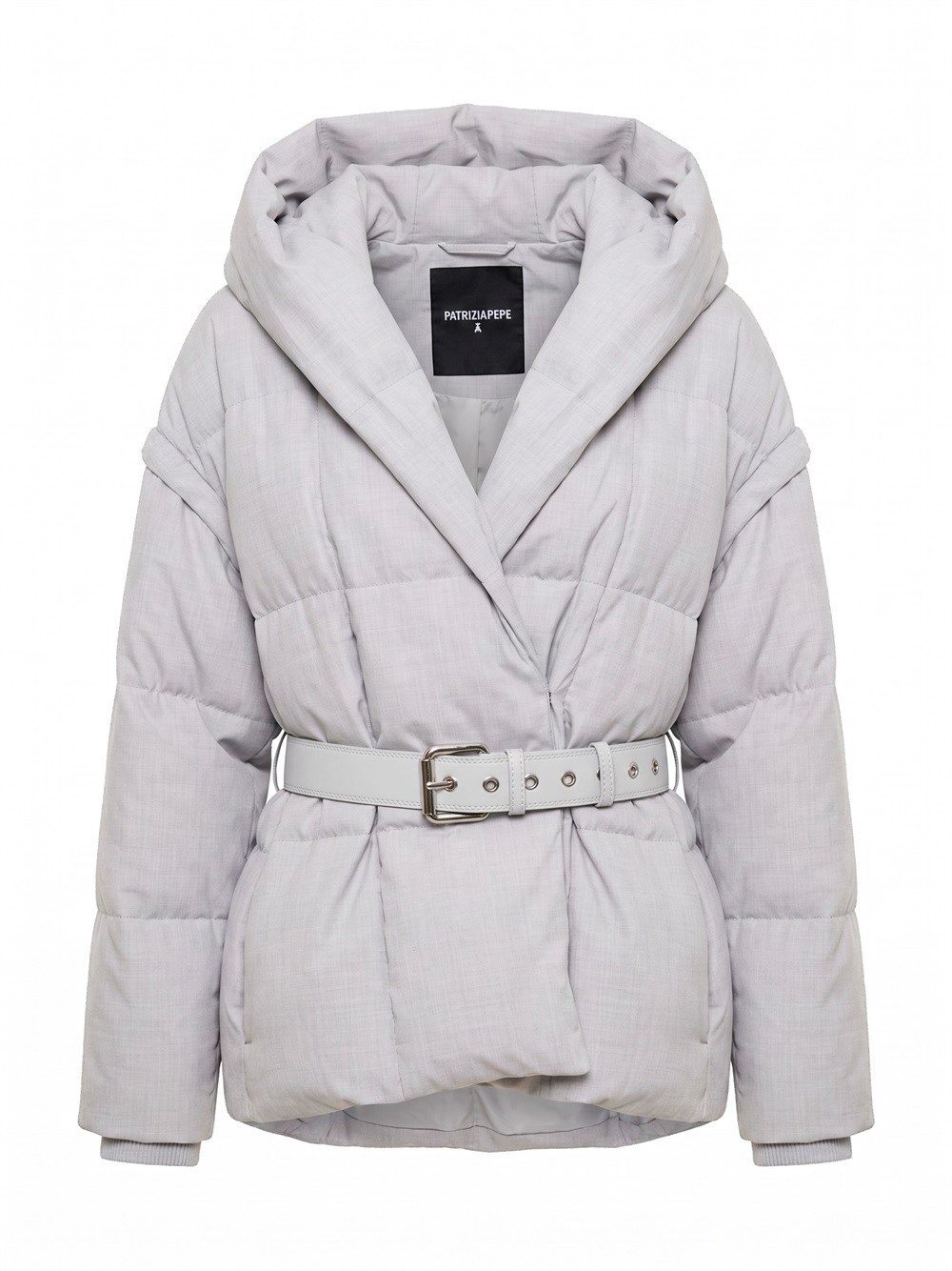 Patrizia Pepe , Winter Jackets, Female, Gray, S, Padded Shawl-Collar Jacket - Image 2