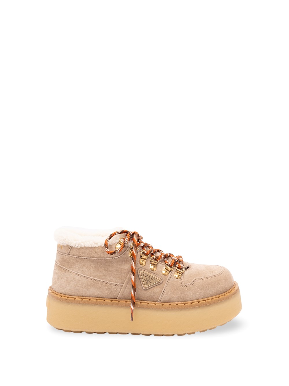 Prada Shearling-lined Suede Booties In Brown