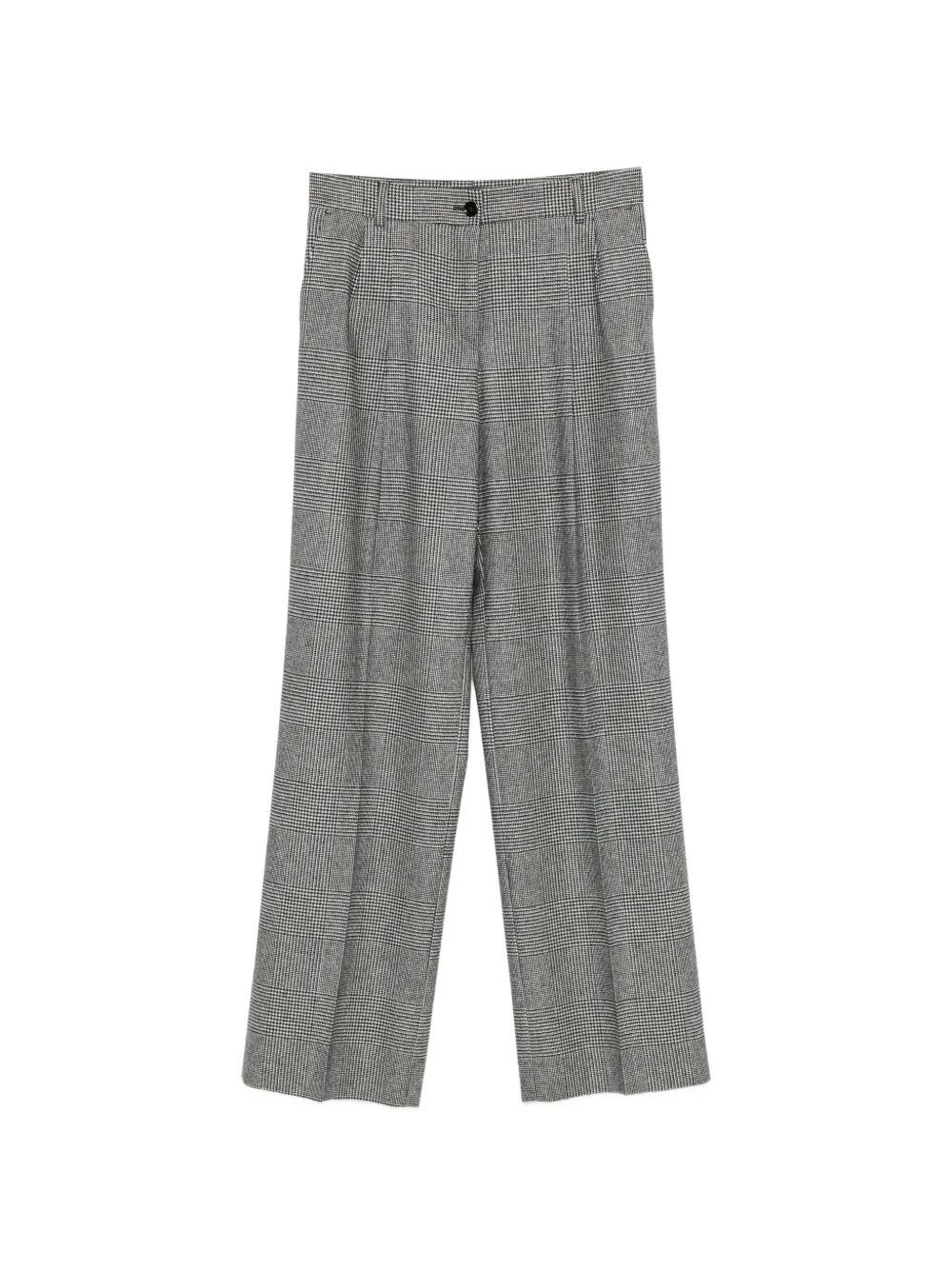 Dolce & Gabbana Check-pattern Pleated Trousers In Gray