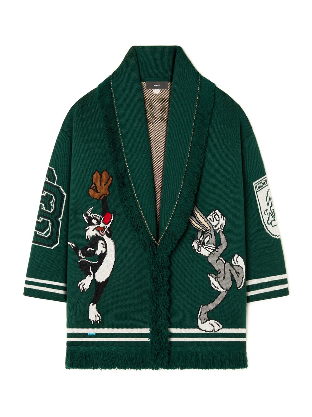Alanui Women's Green Forest Wool Cardigan With Bugs Bunny And Sylvester - Image 3