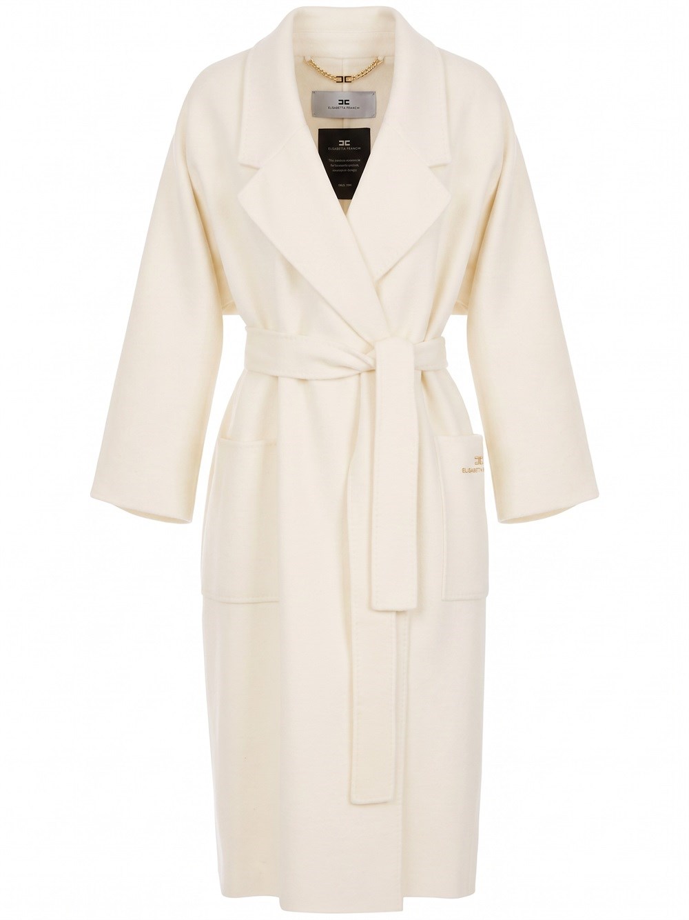 Elisabetta Franchi Coat In Wool Double Cloth - Female - Belted Coats - Beige - S - Coats - Image 2