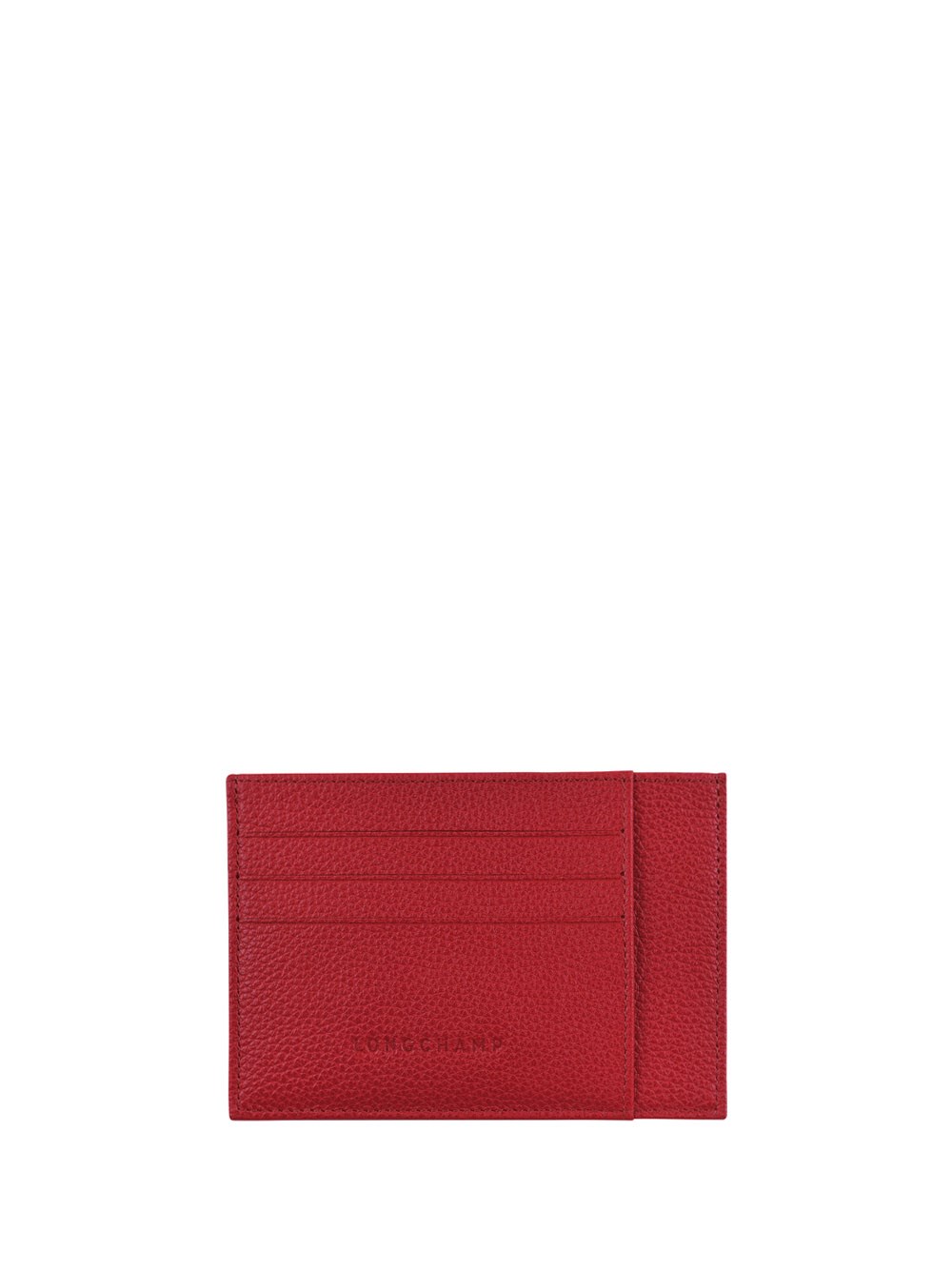 Longchamp Le Foulonné Leather Cardholder In Rosso