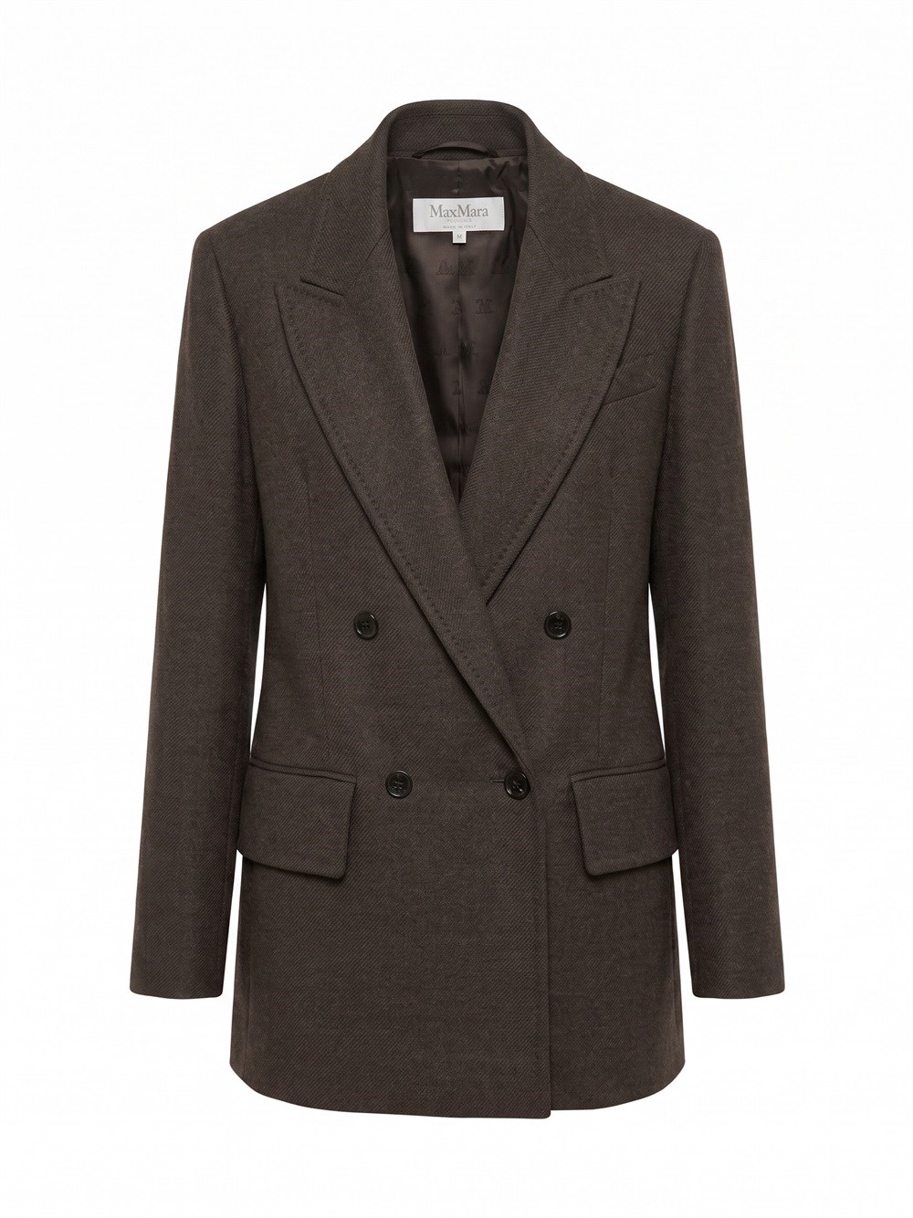 Max Mara Donna Marrone Double-Breasted Wool Blazer - Woman Blazers It - 40 - Immagine 3