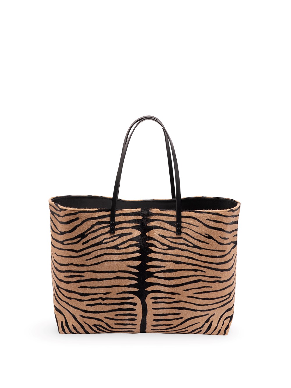 Fendi Women's Brown Medium Roll Shopper In Tiger-Print Pony Hair Leather - Image 2