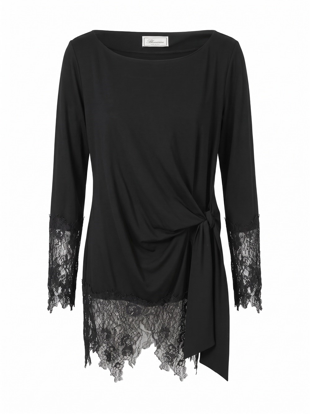 Blumarine Jersey Tunic With Lace Ruffles
