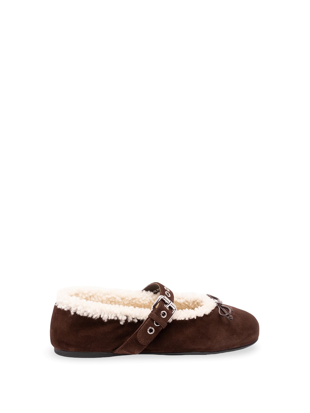 Miu Miu Suede And Shearling Ballerinas