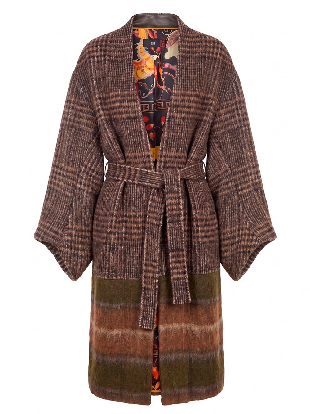 HUI MILANO Wool Blend Patchwork Long Cardigan