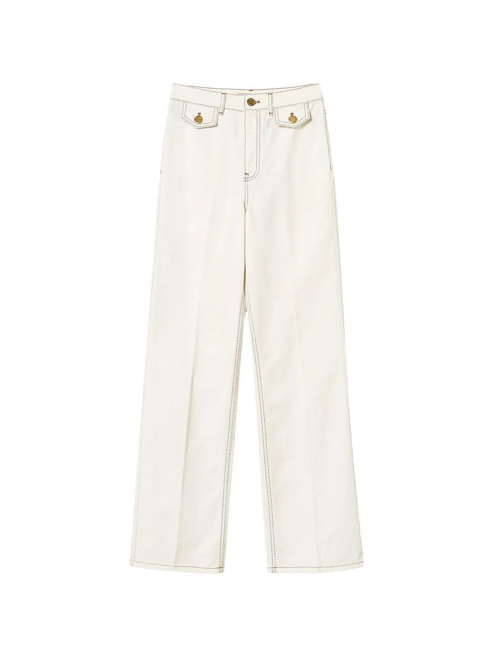 Twin Set Straight Trousers In Cotton Twill