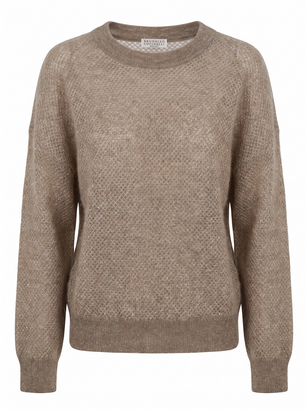 Brunello Cucinelli , Round-Neck Knitwear, Female, Brown, L, Waffle Knit - Image 2