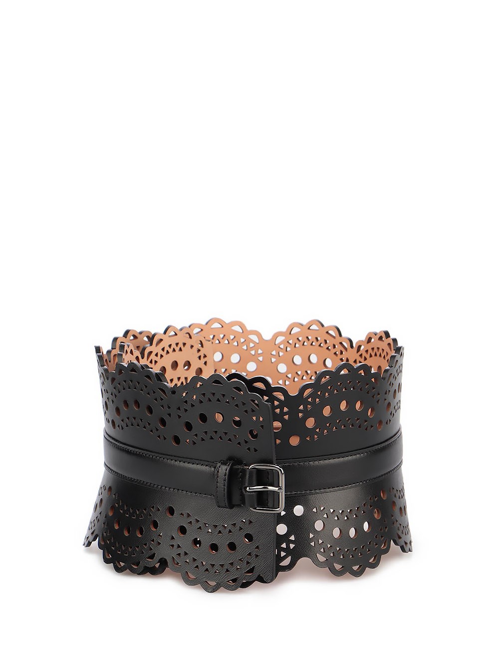 Shop Alaïa `vienne Wave` Leather Bustier Belt In Nero