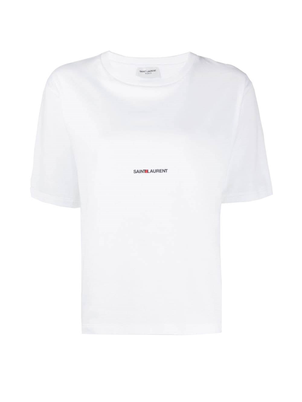 Shop Saint Laurent Rive Gauche` T-shirt In White